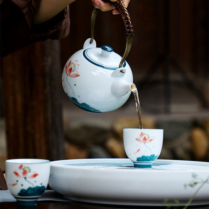 Chinese Classical Lotus Ceramic Kung Fu Tea Set-3