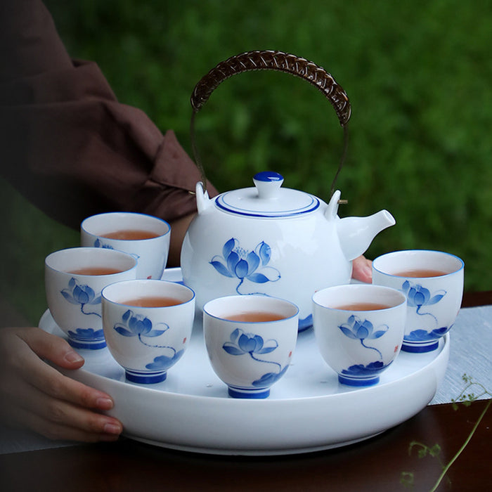 Chinese Classical Lotus Ceramic Kung Fu Tea Set-7