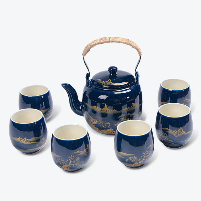 Blue Landscape Ceramic Kung Fu Tea Set-1