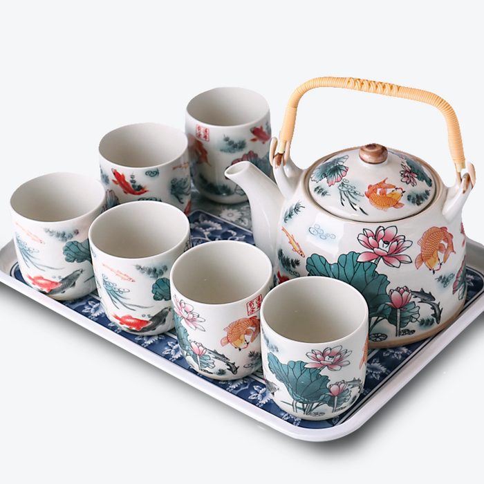 Chinese Flower Ceramic Kung Fu Tea Set-1